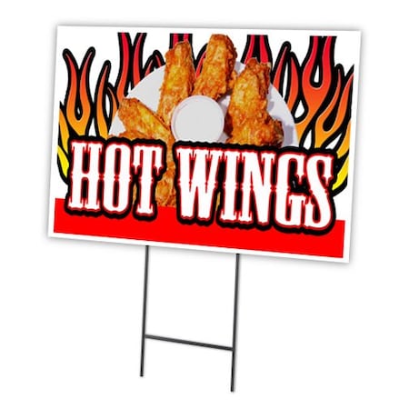 Signmission Hot Wings Yard Sign & Stake outdoor plastic coroplast window, C-1216-DS-Hot Wings C-1216-DS-Hot Wings